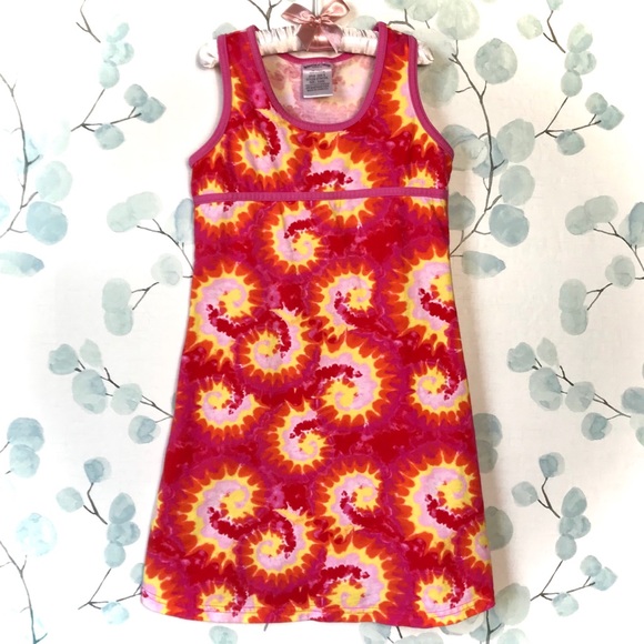Kids Red Pink Yellow Paisley Tie Dye Tank Dress Sundress by Oriental Trading - Picture 1 of 9